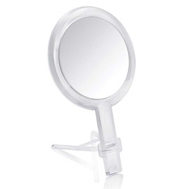 Gotofine 1X & 10X Magnifying Double Side Hand Makeup Mirror with Stand, Handheld Vanity Mirror, Clear