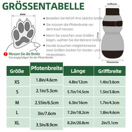 PUPTECK Anti Slip Dog Socks 2 Pairs with Grips for Hardwood Floors, Shoes for Hot/Cold Pavement, Paws Boots Stop Prevent Licking, Booties for Senior Small Large Dogs