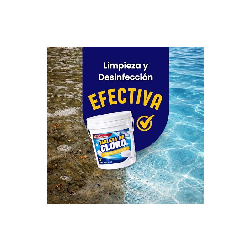 10 KG Tabletas Tricloro 3'' para Albercas, Jacuzzis, Depósitos de