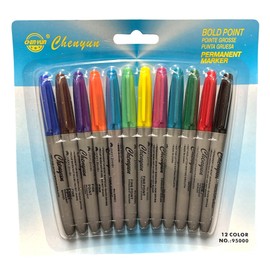 CRAVIING Permanent Markers – Pack of 12 - Perfect on Plastic, Wood, Stone, Metal and Glass, Marking, Colouring, Office School Supplies (Colour)