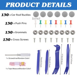 Car roof liner repair set, 130 pieces car canopy repair kit, car canopy attachment, car repair rivets set, universal car roof rivets, car canopy repair for all cars
