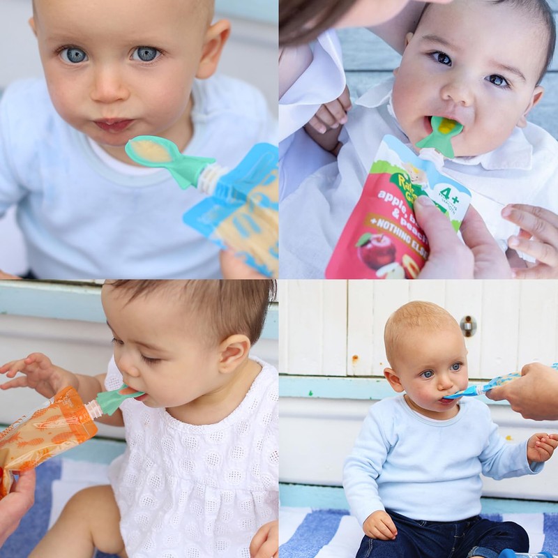 Cherub Baby Universal Reusable Non-Spill Baby Food Pouch Squeeze Spoon