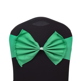 SONNACH 10PCS Spandex Stretch Chair Sashes Bows Elastic Chair Bands Ties for Wedding Party Reception Events Universal Ceremony Banquet Decorations (Green)