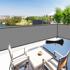 Zip Cable Ties and 4' x 61' Grey Privacy Screen Fence Cover Panel Shade Cloth Fabric for Chain Link Fence Balcony Deck Patio Pool Railing Porch Playground Yard Garden Farm