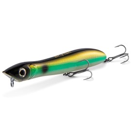 Dr.Fish Topwater Lure for SeaBass Fishing Lure 140mm/26g Sea Fishing Lure Treble Hooks Laser Scale SeaBass Popper Lure for Pike Bass Trout Surface Fishing Lure(Weedy)