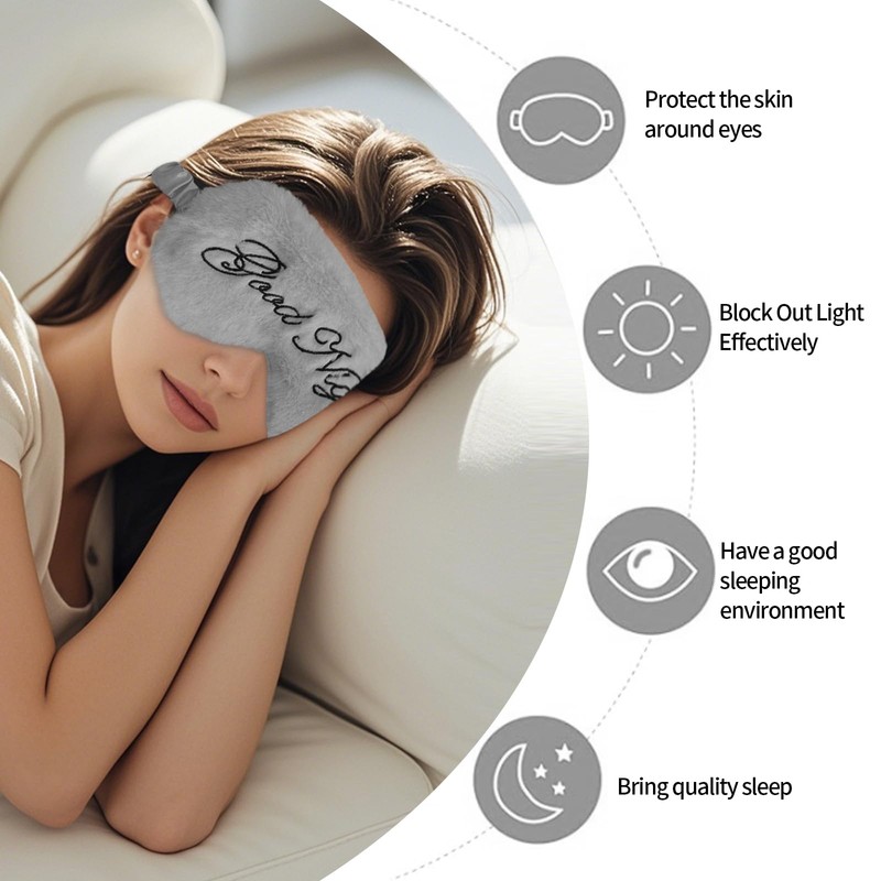Ptrin Plush Fluffy Sleeping Mask, 1 Pack Sleeping Eye Mask,