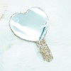 Frinnovan Rhinestone Large Rhinestone Handheld Mirror Heart Bling Sparkle Cosmetic
