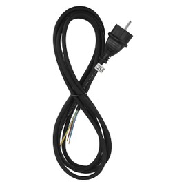 EMOS Rubber Connection Cable 3 m Cable Connection Cable Iron Cable Schuko Connection Cable 3 x 1 mm H05RR-F Black