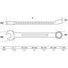 BGS 1075 Open-End Ring Spanner, Size 25 mm, DIN3113-A, Combination