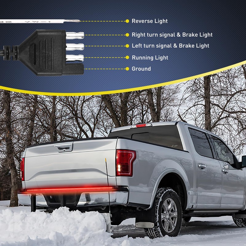 Nilight Truck Tailgate Light Strip 60" Aluminum FrameTriple Row Light