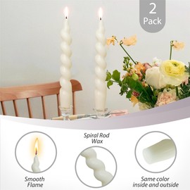 Spiral Taper Candle White Candlesticks,Gedengni 7 Inch Short Tapered Candles Cute Candle Sticks Small Twisted Candlestick for Dinner Holiday Wedding Valentines Party Gifts,2D-Beige