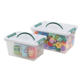 Nesmilers 14 Quarts & 7 Quarts Storage Bins with Lids, 2-pack Clear Plastic Totes Boxes