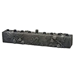 Copa Judaica Black Lava Stone Chanukah Menorah – for Standard Hanukah Candles and Most Oil Cups – Wall Menora Style – 2.5" Tall x 10" Wide