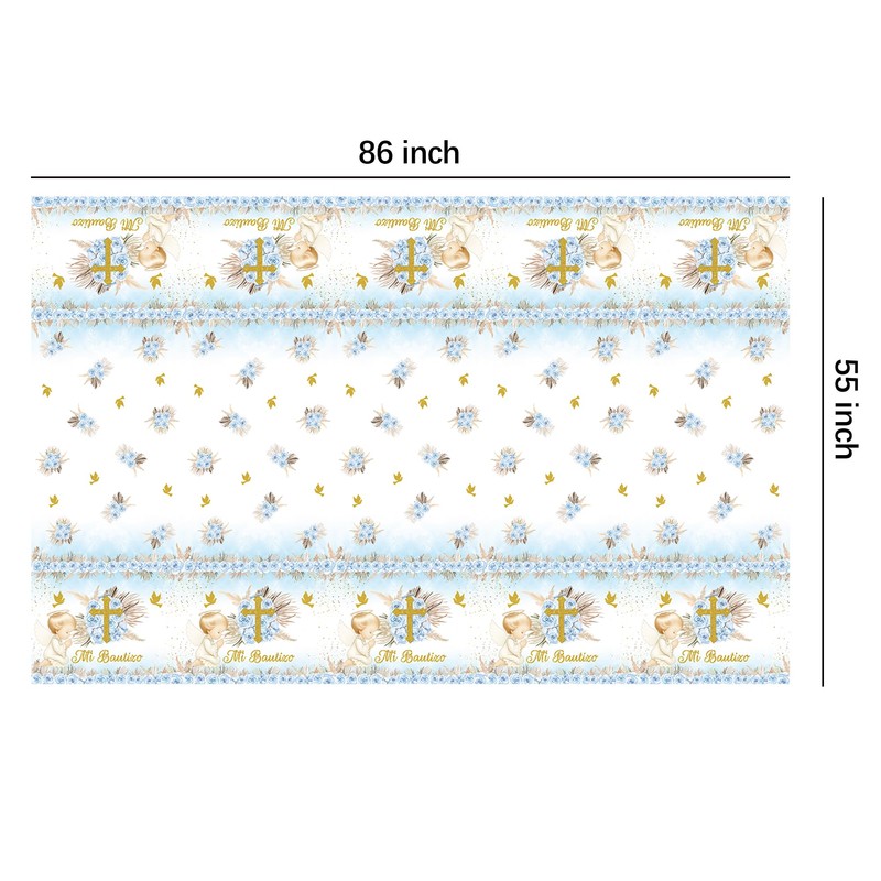 Suhelkit Mi Bautizo Boy Baptism Decorations Party Tablecloth, 3 Pack