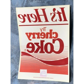 Coca-Cola "It’s Here , Try Cherry Coke"  Entry Door Window Cling  12”X17” 1985 Rare NOS !