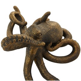 Deco 79 Polystone Octopus Decorative Sculpture Home Decor Statue with Long Tentacles and Suctions Detailing, Accent Figurine 11" x 7" x 5", Black