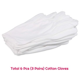 Anezus Cotton Gloves, 3 Pairs White Cotton Gloves, Fabric Serving Gloves for Eczema, Moisturizing, Dry Hands, Coin Jewellery, Silver, Archival Costume Inspection, Medium Size
