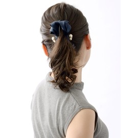 VINGTAINE H-993-NY Cotton Pearl Bijou Satin Ribbon Banana Clip Elegant Hair Clip Hair Accessory