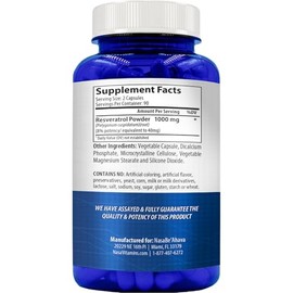Resveratrol 1000mg Capsules | Vegan Friendly Resveratrol Supplement from Easy Absorption Antioxidant Japanese Knotweed for Skin Heart and Brain Suppor