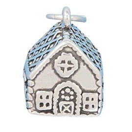 Wholesale Charms Christmas Gingerbread House 3D 925 Sterling Silver Charm Pendant DIY Crafting