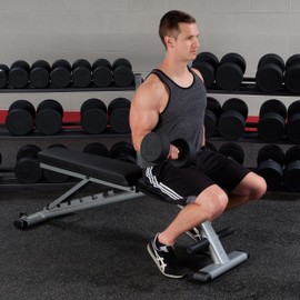 Body-Solid Premium Round Rubber-Coated Cast Iron Dumbbells with Solid Steel Handles, Commercial and Home Gym Dumbbell Sold Separately, Weights for Core and Strength Training, 45lb