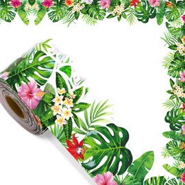 72 Ft Tropical Bulletin Board Borders,Boho Die-Cut Greenery Border Trim,Wall Decor Trim Border Sticker for Photo Wall Classroom Board Chalkboard Decorations