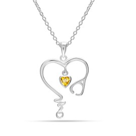 LeCalla 925 Sterling Silver Stethoscope Graduation Medical Student Doctor Zirconia Heartbeat Nurse Pendant Necklace for Women Teen