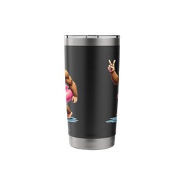 Funny Bigfoot Sasquatch Yeti Pool Float Peace Sign Summer Stainless Steel Insulated Tumbler