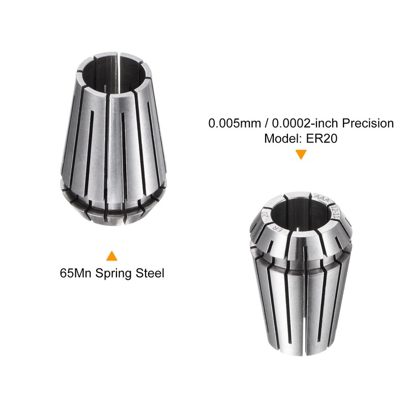 sourcing map ER20 Spring Collet 12mm Chuck 65Mn Steel for