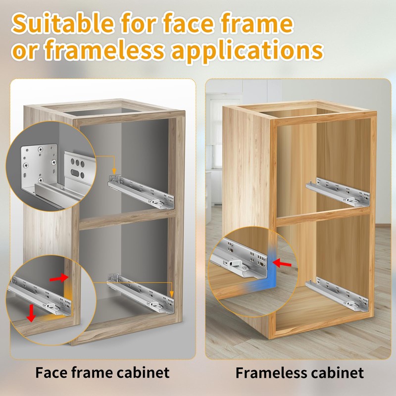 BAIDICE Soft Close Bottom Mount Drawer Slides 9 Inch Rails