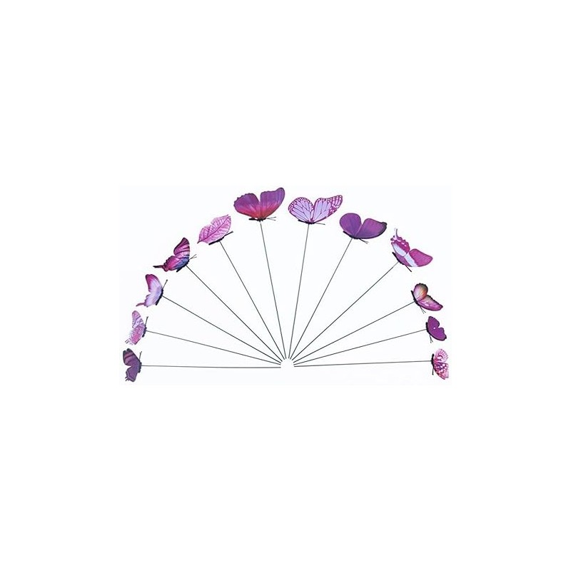 12 Garden Flying Butterfly Stake, Purple Decorative Garden Stakes