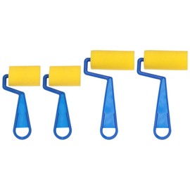 Painting Foam Brush Roller 4pcs, DIY Art Painted Sponge Childrens Paint Foam Rollers Early Educational Graffiti Painting Art Supplies (Yellow)