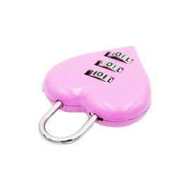 Pink Combination Lock, Heart Shape 3 Digital Password Padlock, Mini Outdoor Combo Gate Lock for School Gym Locker, Fence Gate, Tool Box, Employee Hasp Locker Combination