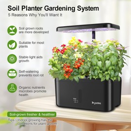 DRYADES Indoor Garden System 19 Watt LED Growing Light Upgrade 2 Self-Watering Soil-Cultivated Growing Pots Gardening Gifts for Mom Plant Pot for Vegetables Herbs Tomato(No Seeds&Soil)