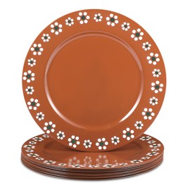 Jinei 10 Pcs 13 Inch Platos De Barro Mexicanos Plastic Plates Mexican Floral Charger Plates Mexican Talavera Plates for Mexican Barro Theme Birthday Wedding Cinco De Mayo Party Decorations