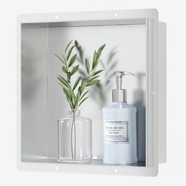 Qeke Stainless Steel Shower Niche 12" X 12", No Tile Needed Wall Niche Shower, Recessed Shower Shelf for Bathroom Storage, Brushed Nickel