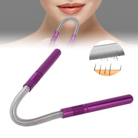Spring Facial Hair Remover Women, Stainless Steel Portable Epilator Handheld Face Roller Threading Tool Manual Epilator for Removing Roots Lip Chin Forehead Fluff (Purple)