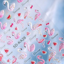 Unbranded Pink Cartoon Flamingo Swan Nail Stickers Decals Transfers Self-Adhesive NH30