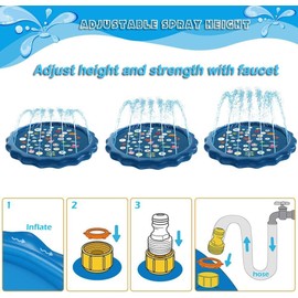 Splash Pad Sprinkler/Play Mat for Kids, Outdoor Water Toys Inflatable for Baby Toddler Boys Girls Children,Summer Funny Toys for Dogs and Toddlers Age Blue (100cm/39.4in)
