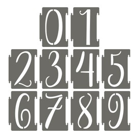 PATIKIL 20Pcs 2 Inch Large Number Stencils, 0-9 Address Number Stencil, Reusable Plastic Digital Templates for Crafts Drawing Stencils Templates White