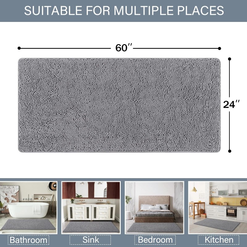 Lochas Luxury Bathroom Rug Shaggy Bath Mat 24 x 60