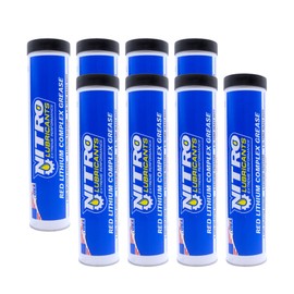 Nitro Lubricants Red Lithium Complex Grease – 14oz Tube for Automotive, Racing, Marine & Off-Road Use – Heavy-Duty, Extreme-Pressure, Multi-Purpose Grease, NLGI #2 (8-Pack)