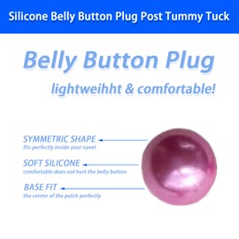 12Pcs Belly Button Plug Post Tummy Tuck Ball-Shape Belly Button Plug Post Tummy Tuck for Liposuction Or Umbilical Hernia Repair Soft Silicone After Trainer Tuck（6 Size+24pcs Medical Tape) (Pink)
