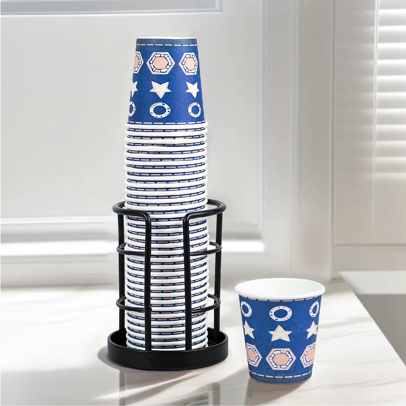 HillSpring Metal Bathroom Cup Dispenser, Sturdy Storage Holder for 3/4