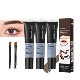 3 Pieces Eyebrow Gel Peel Off with a Brush, Semi-Permanent Eyebrow Tattoo Gel, Waterproof Brow Colour, Quick Colour, Waterproof and Long-Lasting Makeup (02#Dark Brown)