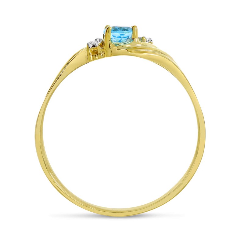 10k Yellow Gold Oval Blue Topaz And Diamond Ring (Size