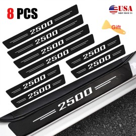 8Pcs For Silverado 2500 Carbon Fiber Cab Door Sill Plate Scuff Threshold Cover