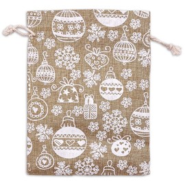 12-Pack 6x8 Reusable Jute Burlap Canvas Gift Bags w. Drawstrings (Christmas Ornaments, Medium) - for Presents, Party Favors, Retail, Samples by TheDisplayGuys