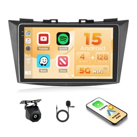 [4+128G] Hikity Android 15 Car Stereo for Suzuki Swift 2011-2017 with Wireless Carplay Android Auto, 9'' in-Cell Touch Screen Radio 5G WiFi Bluetooth 5.0 Mirror Link GPS SWC FM/RDS/EQ Backup Cam+Mic