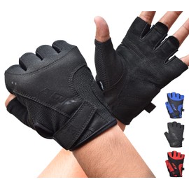 AQF Weight Lifting Gloves Ultralight Breathable Gym Gloves for Workout, Fitness, Cross Training, Bodybuilding Men Women (M, Black)